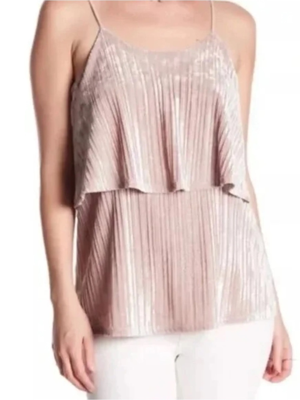 Anthro Ro & De Crushed Velvet Spaghetti Strap Tank size medium